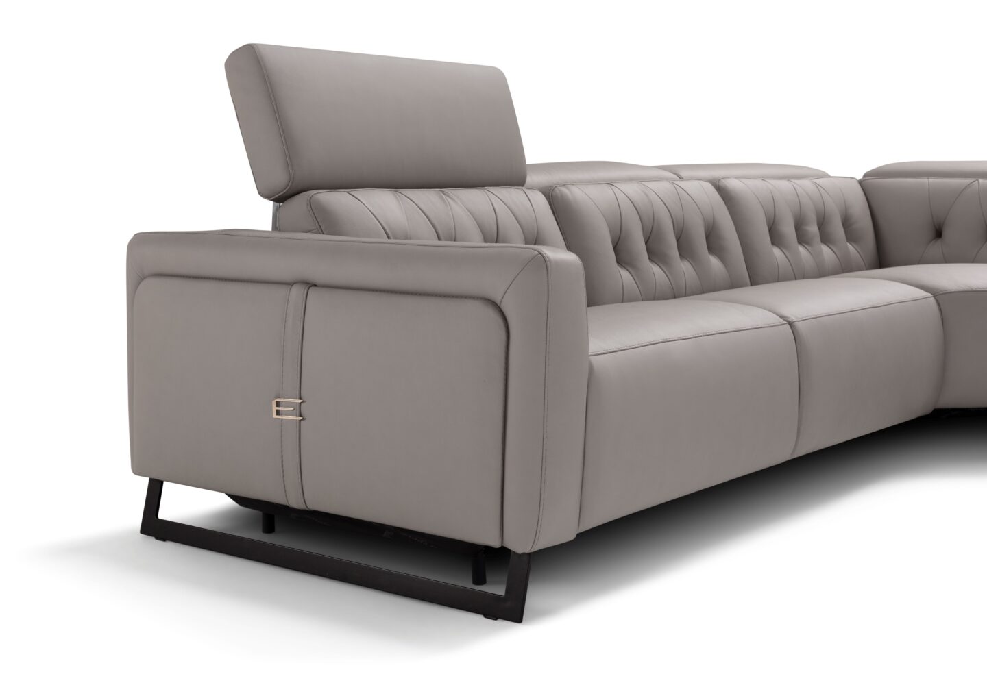 Allegra Italian leather sectional recliner sofa angled view