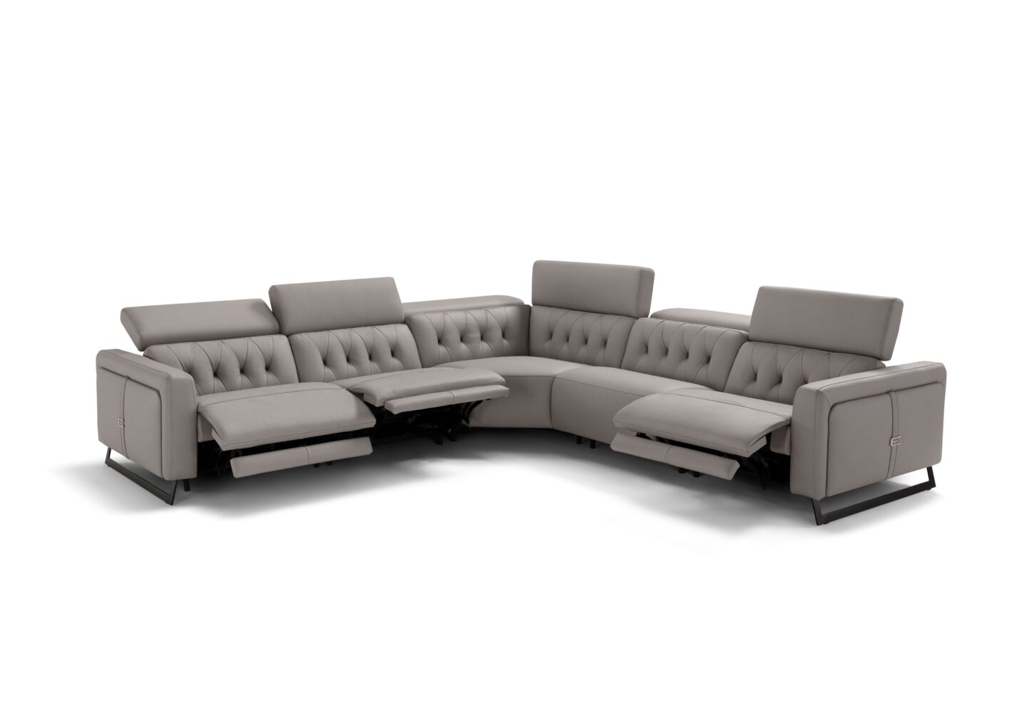 Allegra Italian leather sectional sofa closed position