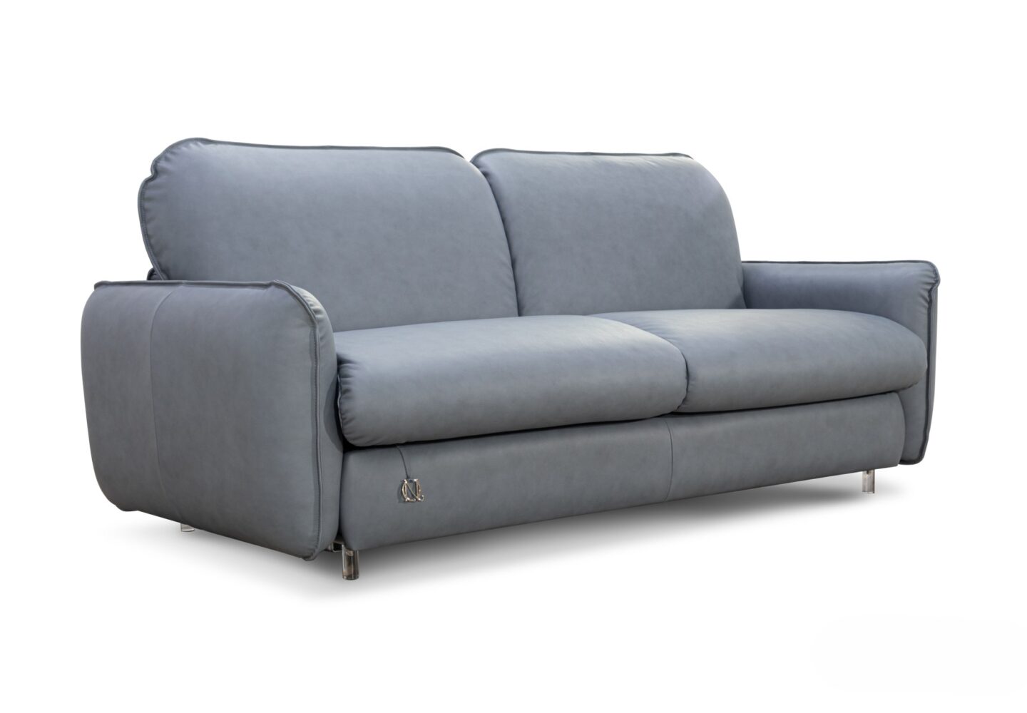 Front view of Birillo leather sofa with clean modern lines