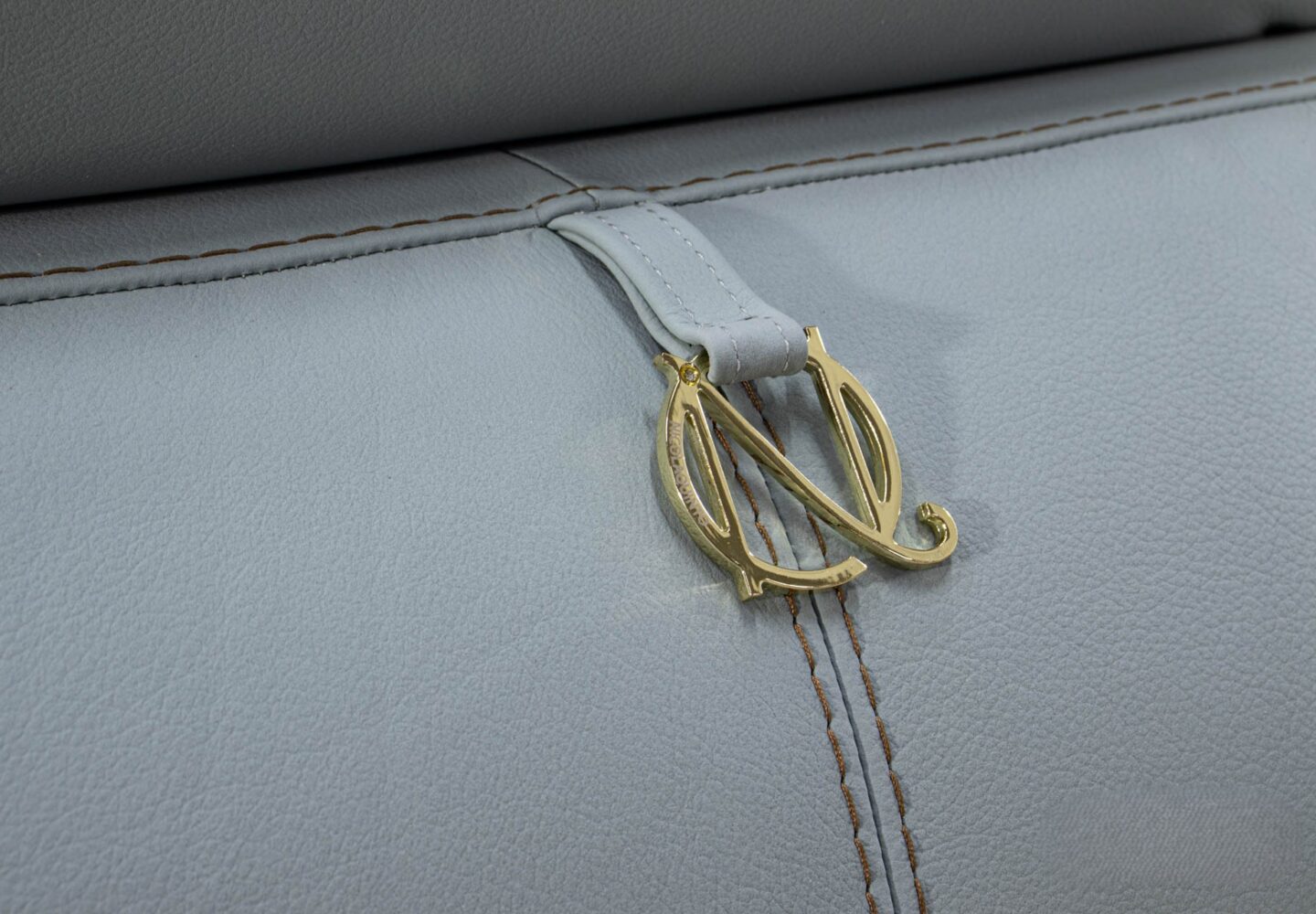 Bubble sofa detail showing premium leather finish and stitching